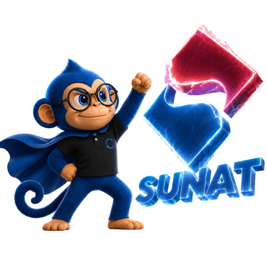 Suma con capa de héroe junto al logo de SUNAT, acompañándote en tus obligaciones tributarias